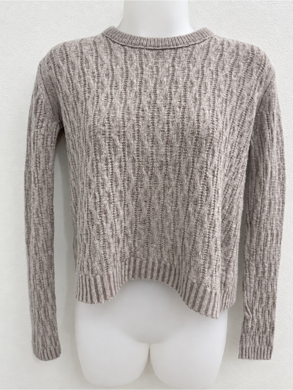 Inhabit Cashmere Linen Sweater P Gray Beige Split Back
